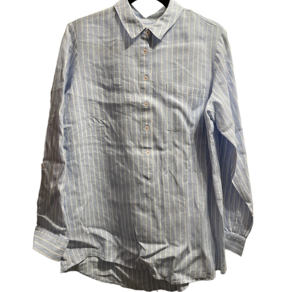 Women Orvis Blue Lenin Long Sleeve Shirt size Medium